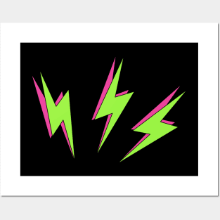 Lightning Bolts (Lime Green & Hot Pink) Posters and Art